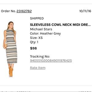 Michael Stars Striped Cowl Neck Midi Dress